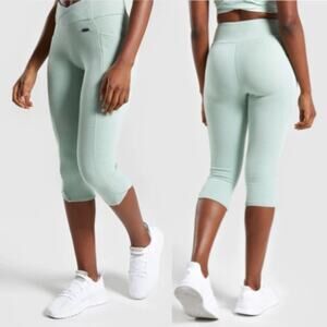 Gymshark Poise Cropped Ribbed Leggings Light Green